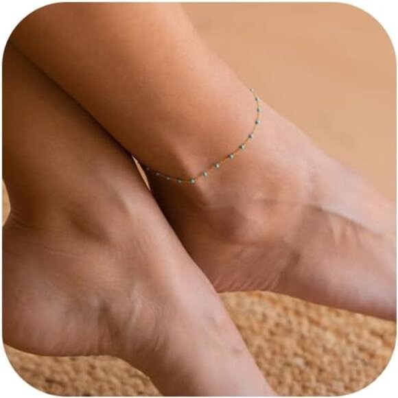 Jewelry - Anklets for Women 14K Real Gold Silver Plated Ankle Bracelets Trendy